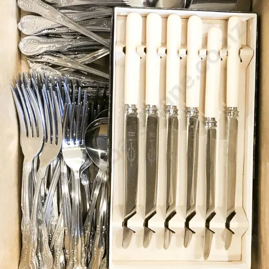 Box of Assorted S/P Cutlery Including Assorted Kings Pattern