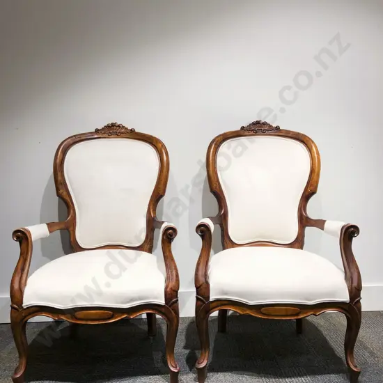 Pair of Reproduction Vict Style Arm Chairs