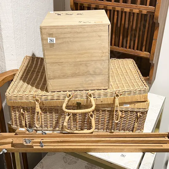 Collapsible Easel Together With Picnic Basket and Box