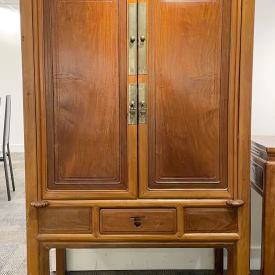 Chinese Two Door Cabinet with Three Drawers to Base