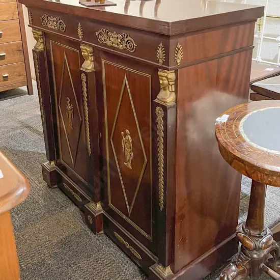 Reproduction Mahogany Chiffonier with Gilt Metal Embellishments
