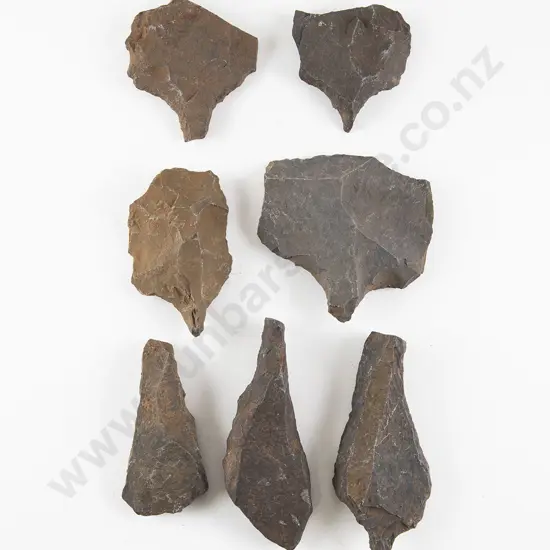 Seven Awls From The Pitcairn Islands (Basalt)