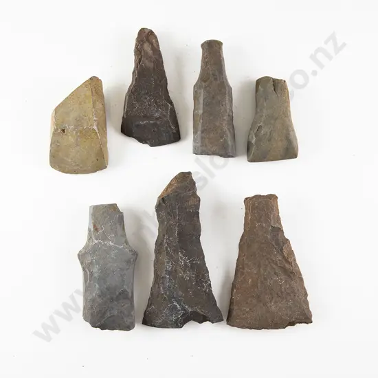 Seven Small Adze Roughout Fragments From The Pitcairn Islands (Basalt)