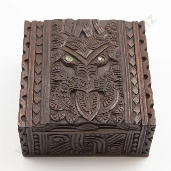 A Carved Wood Maori Box