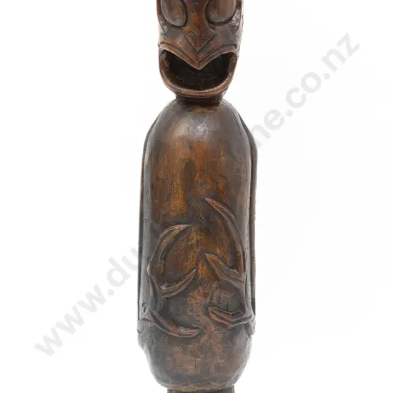 A Pou Whakairo Carved In The Manor Of A Maori Burial Chest