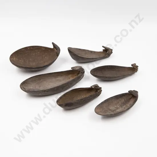 Six Papua New Guinea Coconut Shell Spoons