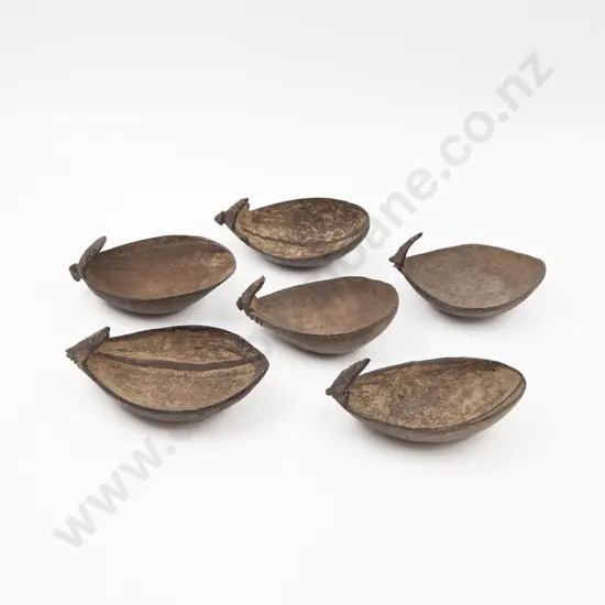 Six Papua New Guinea Coconut Shell Spoons