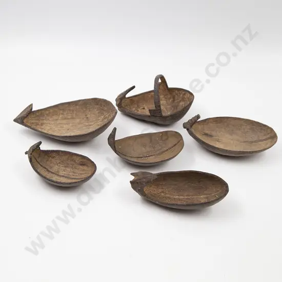 Six Papua New Guinea Coconut Shell Spoons