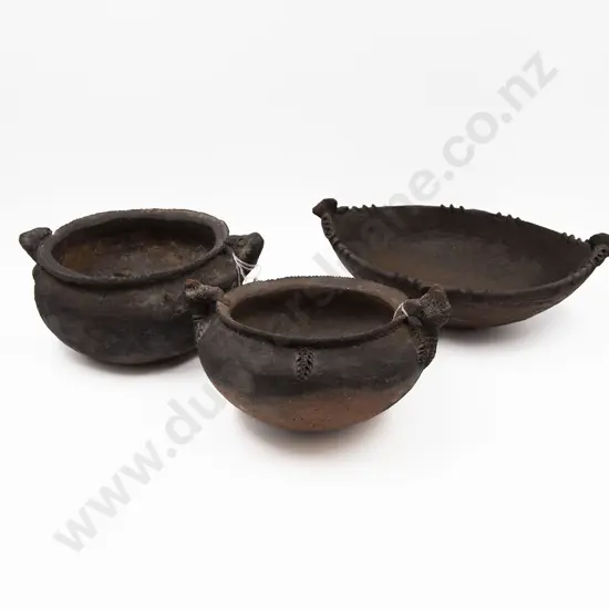 Two Papua New Guinea Cooking Pots And A Food Bowl