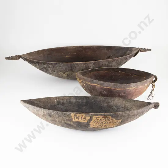 Three Papua New Guinea Ramu River Elliptical Feast Bowls
