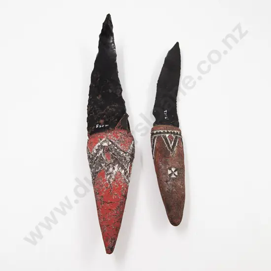 Two Papua New Guinea Obsidian Blade Daggers