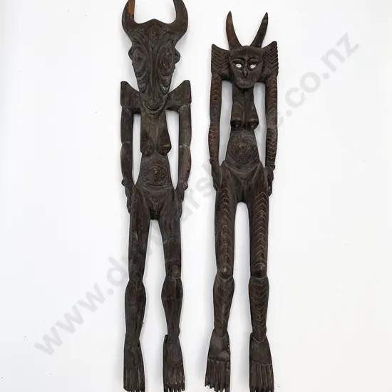 Two Papua New Guinea Carved Wood Statues