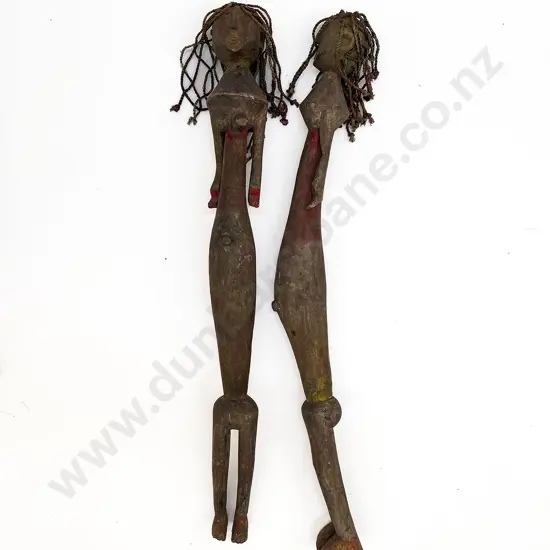 A Pair Of African Carved Wood Male And Female Figures