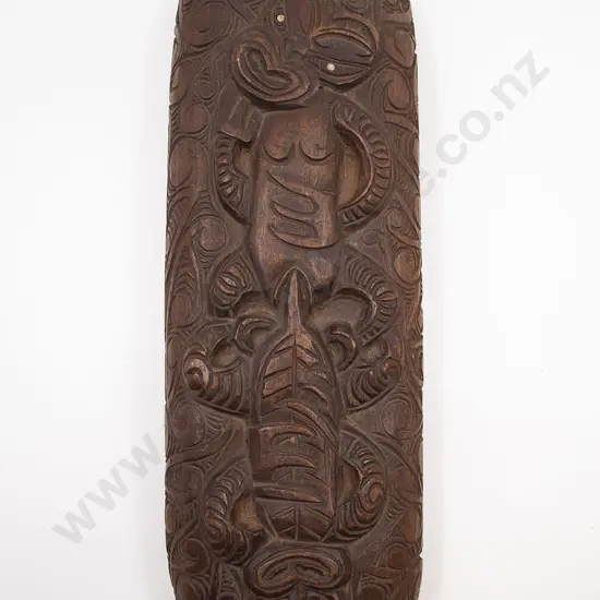 Wakahuia Lid Carved With Two Opposing Male And Female Figures