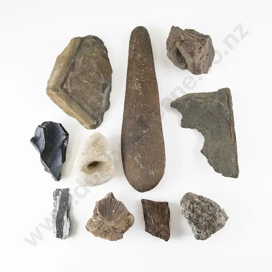 Pacific Adze And Other Assorted Fossils etc