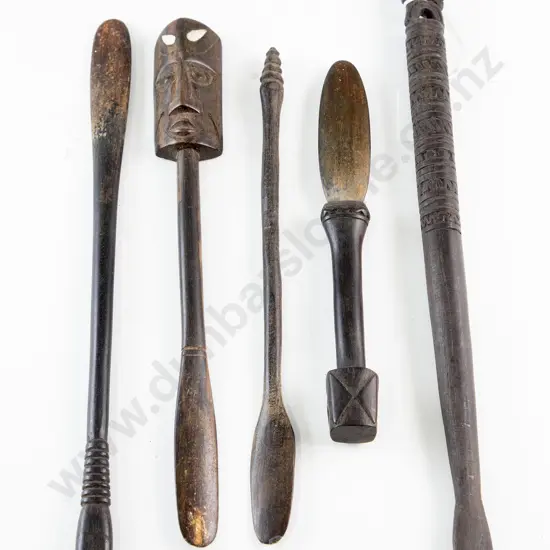 Four Carved Wood Papua New Guinea Lime Spatulas