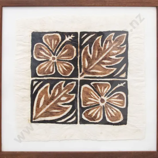 Small Samoan Tapa Framed And Glazed