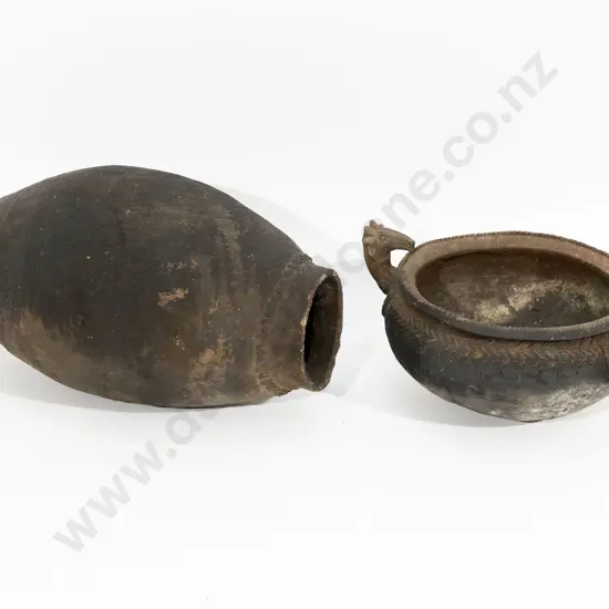 A Papua New Guinea Peka Cooking Pot And A Raku Fired Pot