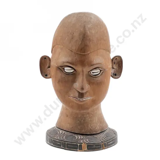 A Papua New Guinea Carved Bust With Cowrie Shell Eyes