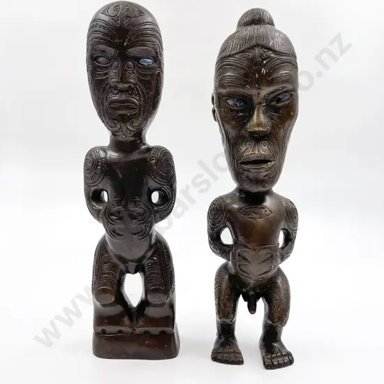 Two Cast Standing Maori Figures