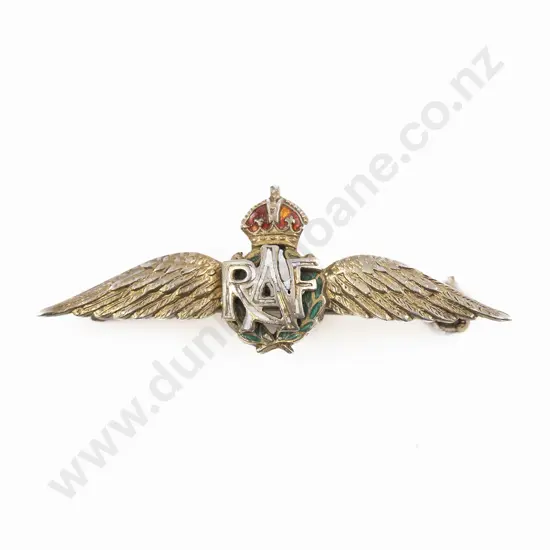WWI Silver Gilt and Enamel RAF Sweetheart Brooch