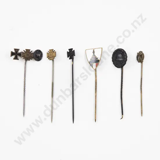 Six German Military Miniature Medal Stick Pins