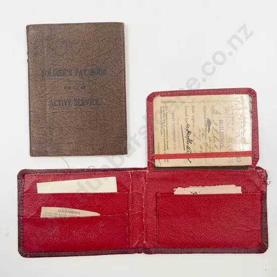 WWII NZ Soldiers Paybook and Official Pass Wallet