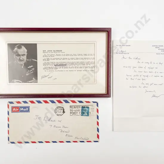 Framed Autographed photograph of Sir John Slessor
