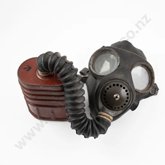 WWII 1941 British Army Gas Mask and Canister