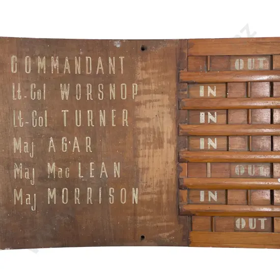 Vintage Wooden Commandant Office In - Out Board