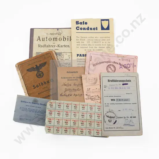 WWII German Soldiers Paybook with Identification Papers Rations and Map
