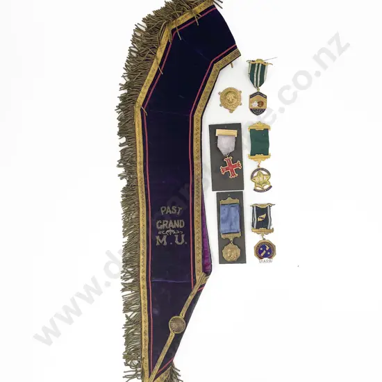 Lodge Velvet Sash with Five Medals and Fitting