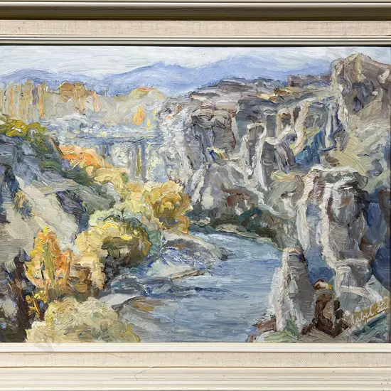 Mabel Still - River Landscape - Oil on Board