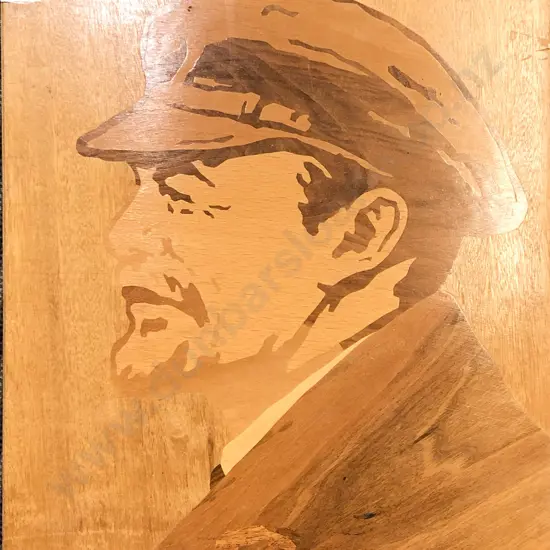 Marquetry Wooden Panel Depicting Lenin