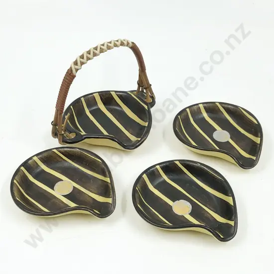 Four Hand Painted Pottery Dishes