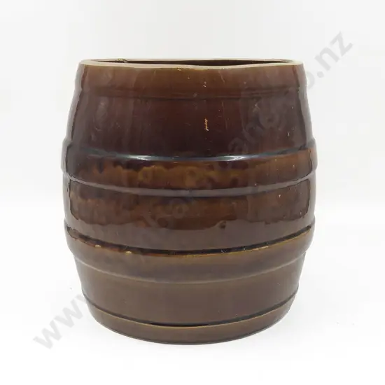 Glazed Barrel Form Stoneware Crock (Faults)