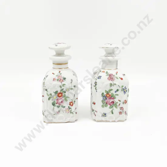 Pair of Floral Decorated China Decanters