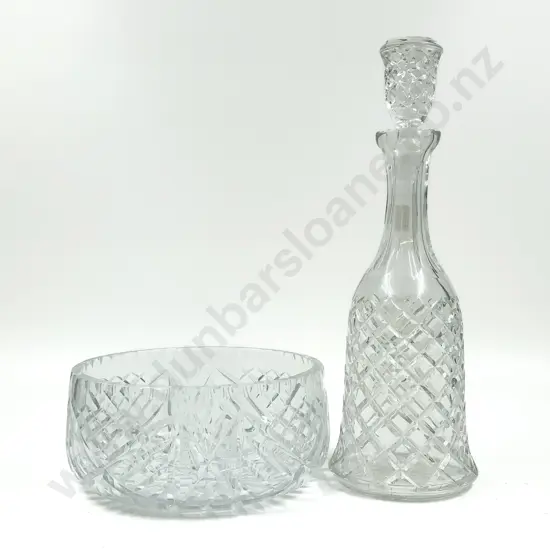 Crystal Bell Form Decanter and Fruit Bowl