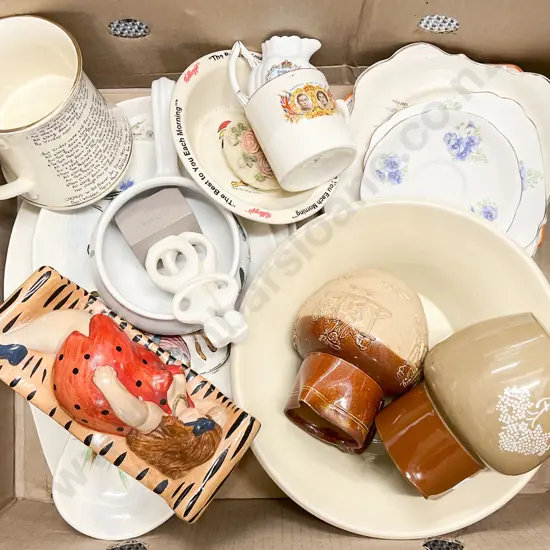Box of Assorted China and Stoneware Etc.