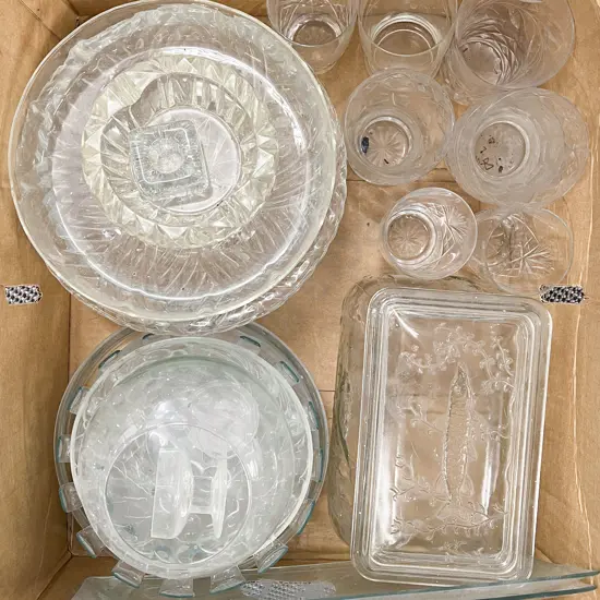Box of Assorted Crystal and Glassware