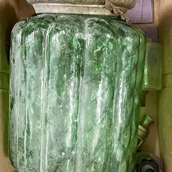 Vintage Green Glass Hanging Ceiling Light