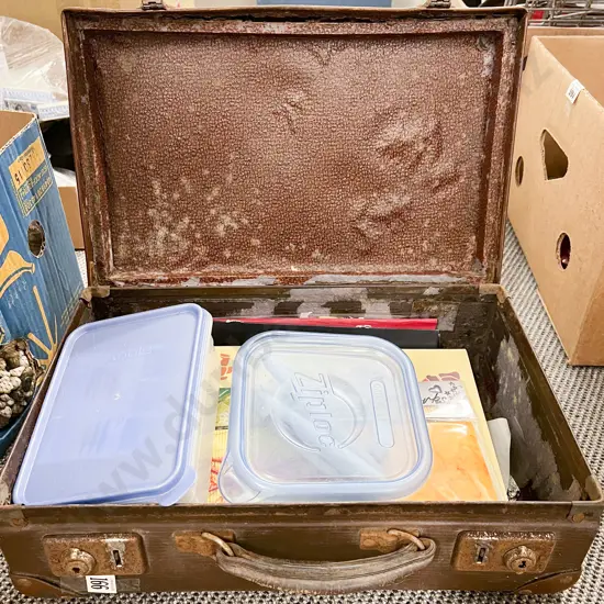 Vintage Briefcase With Assorted Craft Works