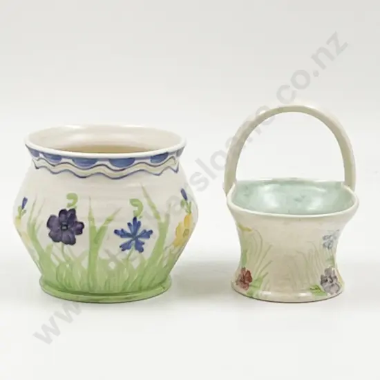 Two Pieces of Radford Hand Painted Pottery Incl. Vase and Posy Basket