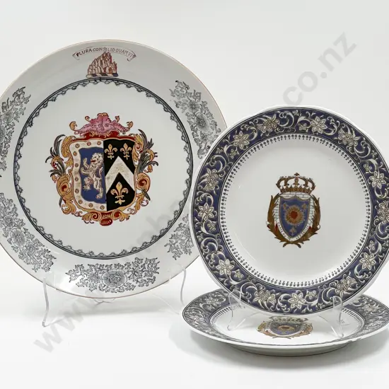 Three Fancy China Crest Ware Plates
