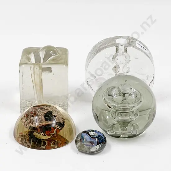 Five Assorted Art Glass Paperweights and Posy Vases