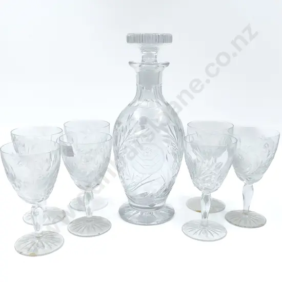 Floral Pattern Glass Decanter