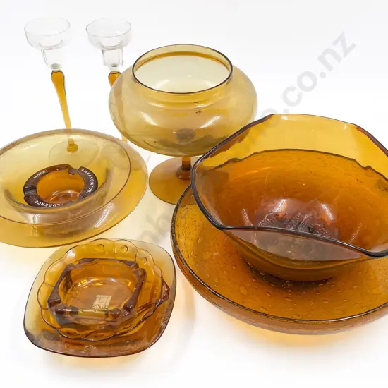 Quantity of Assorted Amber Covered Glass