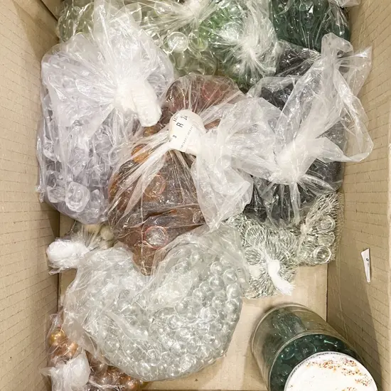 Box Quantity of Assorted Marbles Etc.