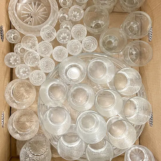 Box of Assorted Crystal and Glassware