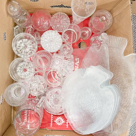 Box of Assorted Crystal and Glassware